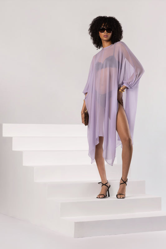 AHD LA Lilac Purple Silk Chiffon Dress Tunic by Anthony Hamdan Djendeli